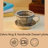 zebra mug & zebra handmade dessert plate handmade in india 