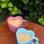 Handmade heart shaped mugs 