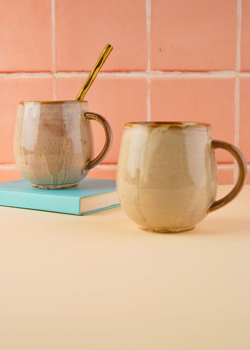 handmade coxy beige coffee mug with cozy brown color