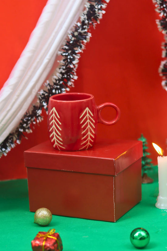 Christmas Tree Cuddle Mug - Red in a Gift Box with premium quality material