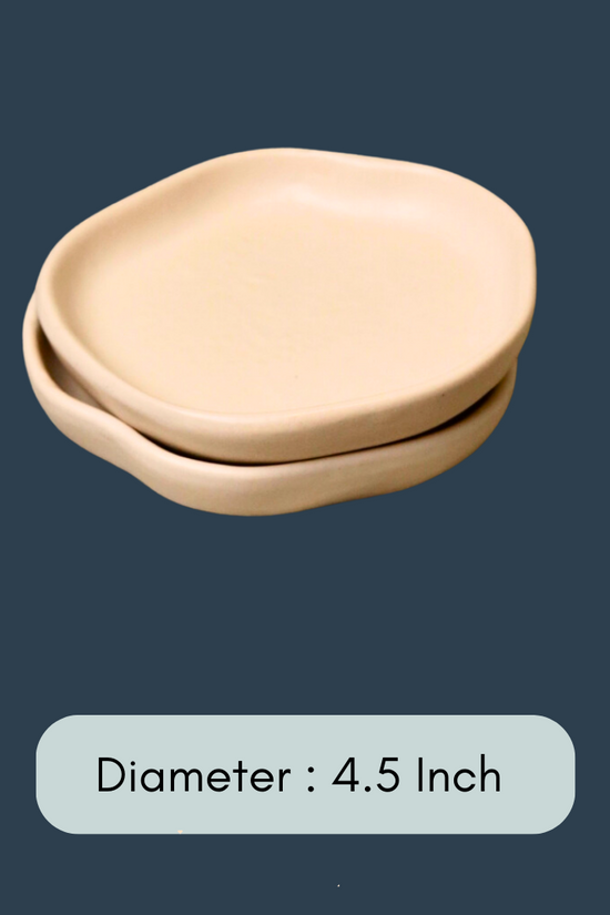 handmade white dessert plate with measurement