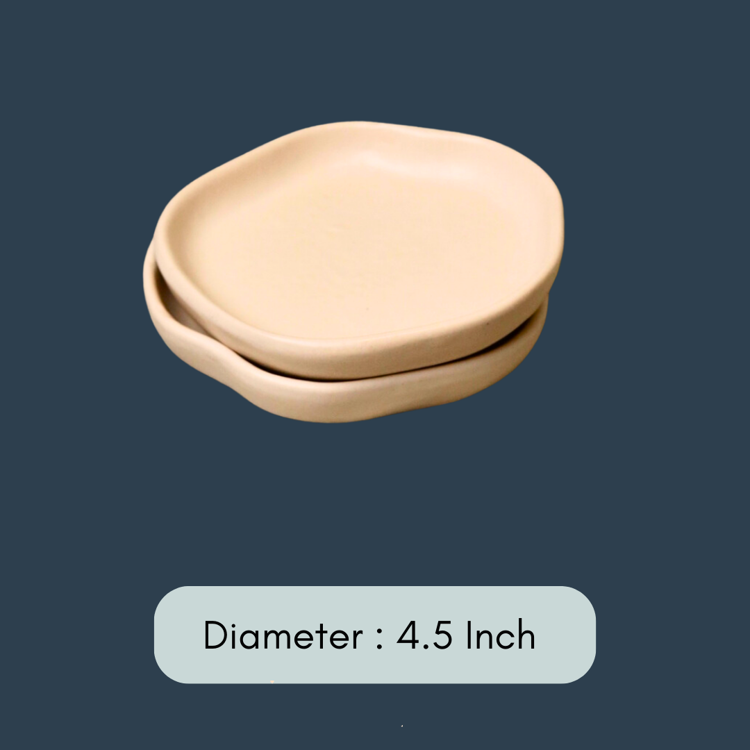 handmade white dessert plate with measurement