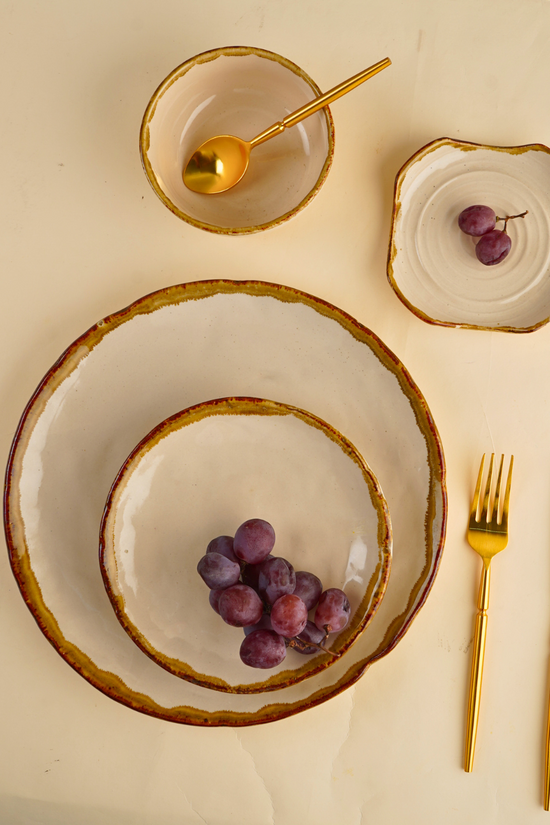 handmade ivory stoneware dinner set table for one combo 
