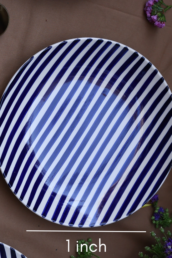 Thin stripes ceramic plate height & breadth