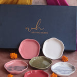 Handmade Set of 6 Neutral Ceramic Dessert Plates (for the price of 5) Diwali Gift Box