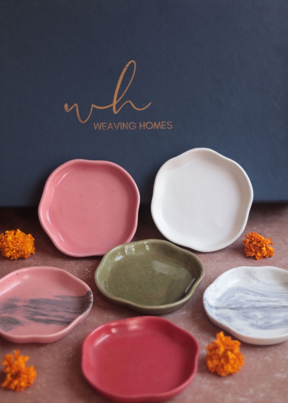 Set of 6 Neutral Ceramic Dessert Plates (for the price of 5) Diwali Gift Box made by ceramic