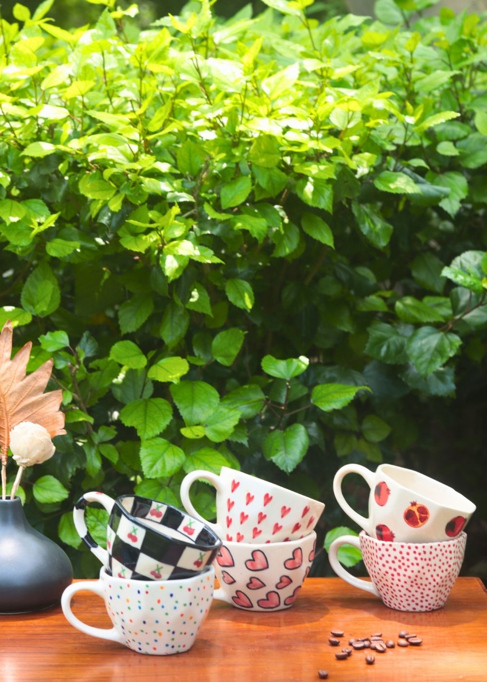 Set of 6 Heart & Polka Mugs (for the price of 5) handmade in india