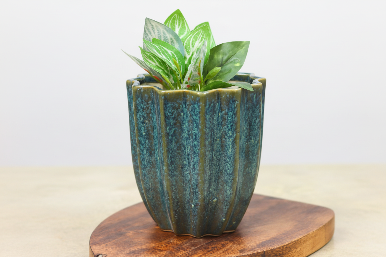 Lotus Planter - Metallic Blue