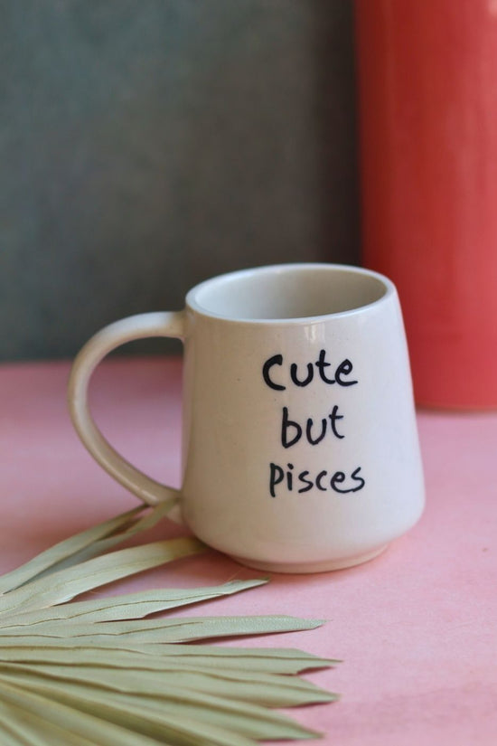 cute but pisces mug handmade in india