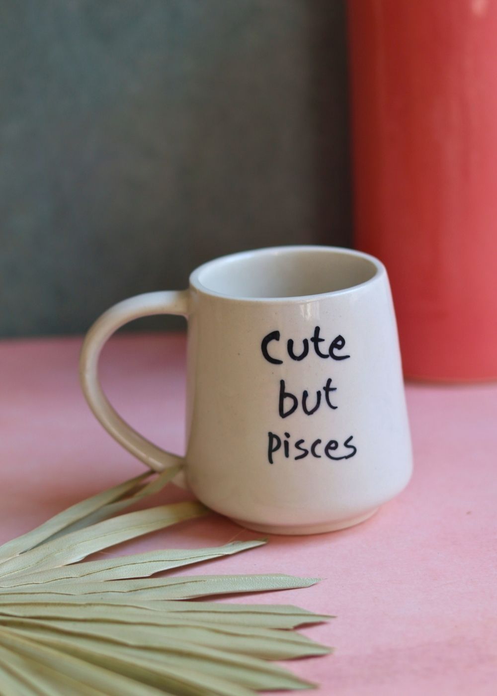 cute but pisces mug handmade in india