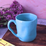 Turquoise Wavy Mug handmade in india