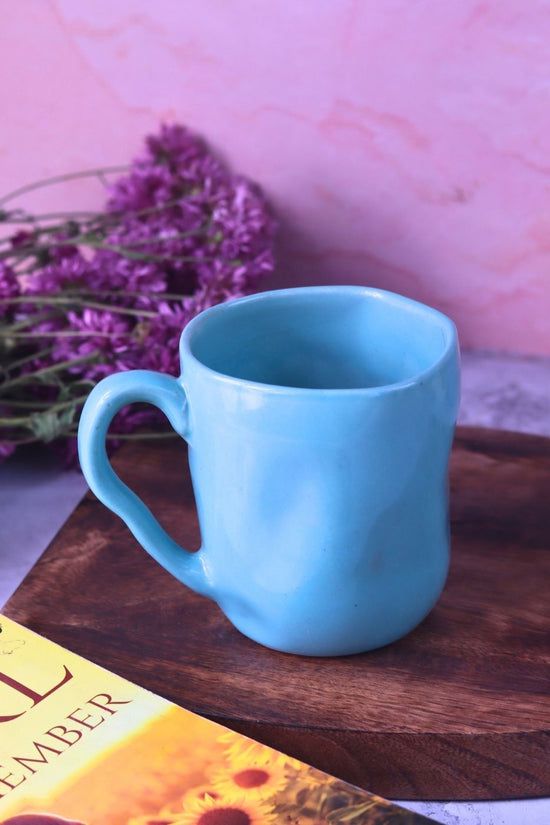 Turquoise Wavy Mug handmade in india