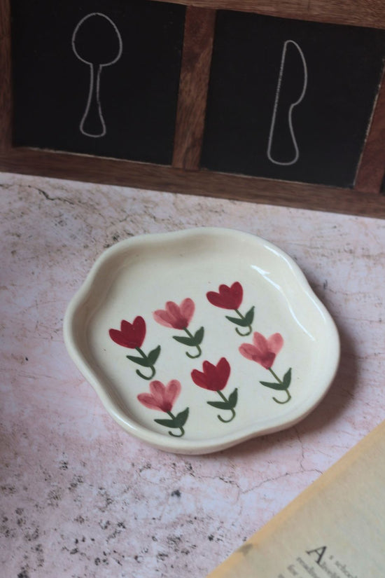 Pastel Tulip Handmade Dessert Plate Handmade in india