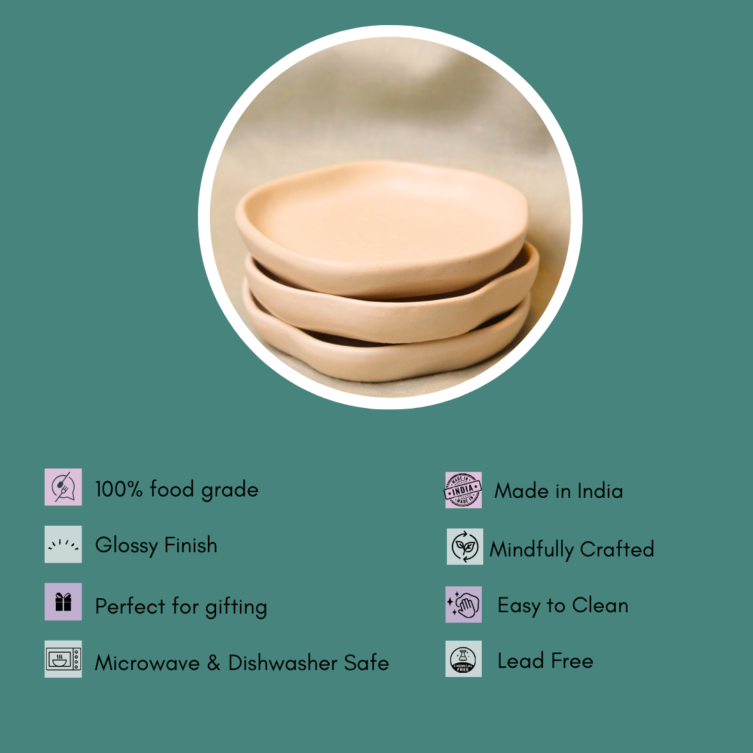white handmade dessert plate with details 