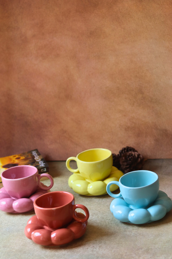 sunflower cup & saucer handmade in india