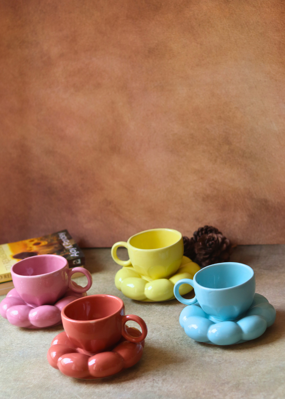 sunflower cup & saucer handmade in india