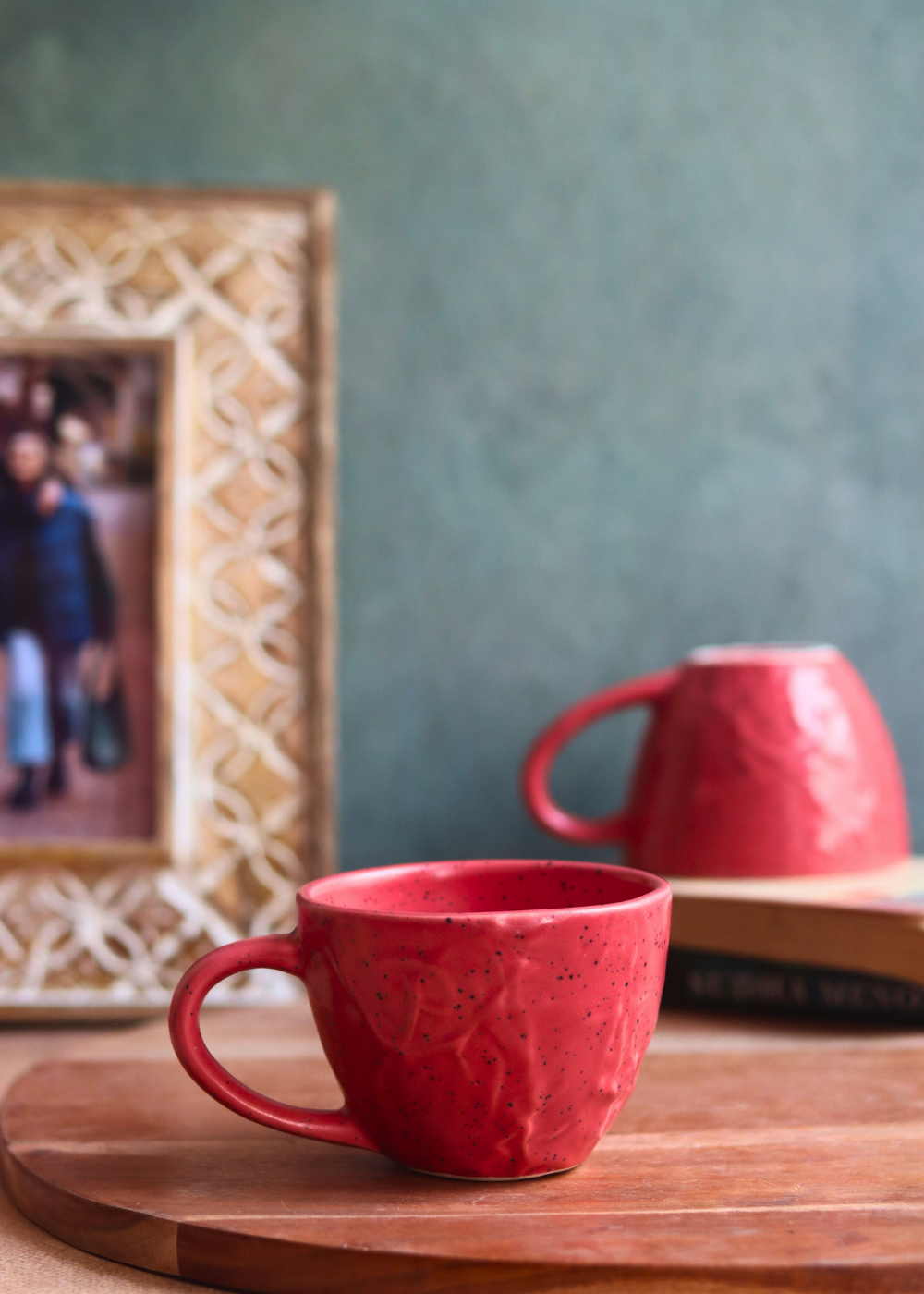 handmade red mug with gorgeous red color
