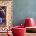 handmade red mug with gorgeous red color