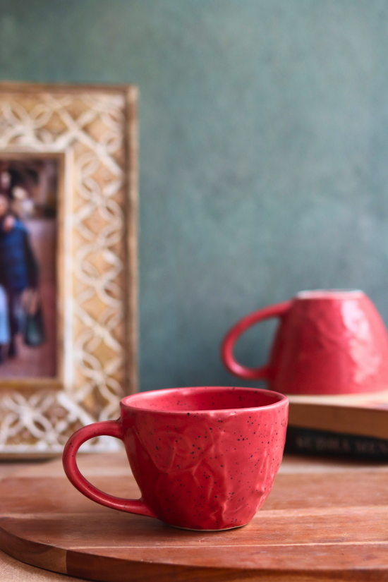 handmade red mug with gorgeous red color