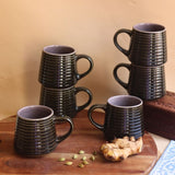 Glossy Black Coffee Mug - Set of 6 made by ceramic