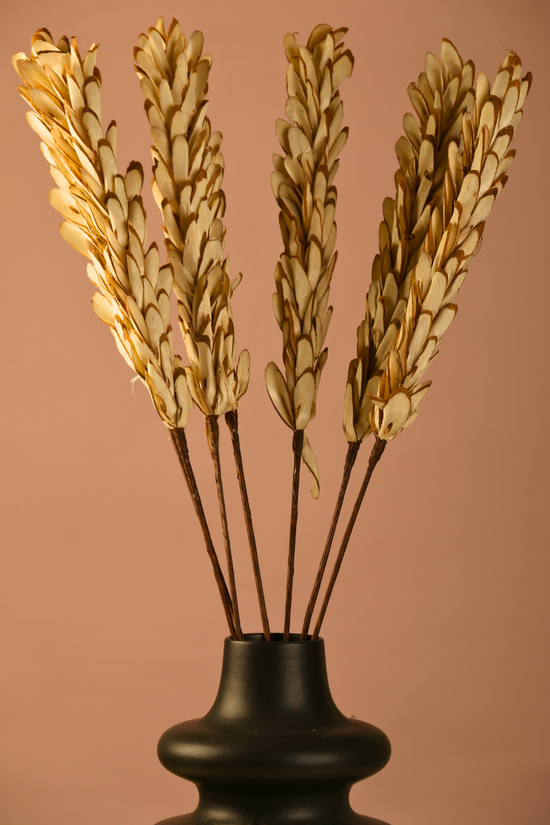 Dried almond leaf bouquet with vase