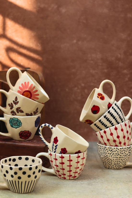 Set of 10 Floral Charm Mugs (for the price of 7)