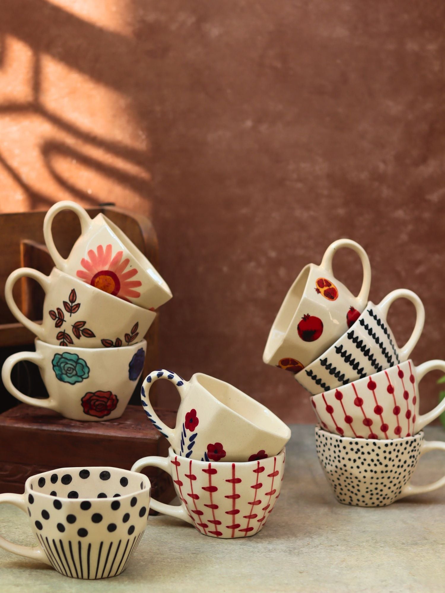 Set of 10 Floral Charm Mugs (for the price of 7)