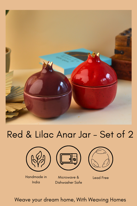 red & lilac anar jar handmade in india 