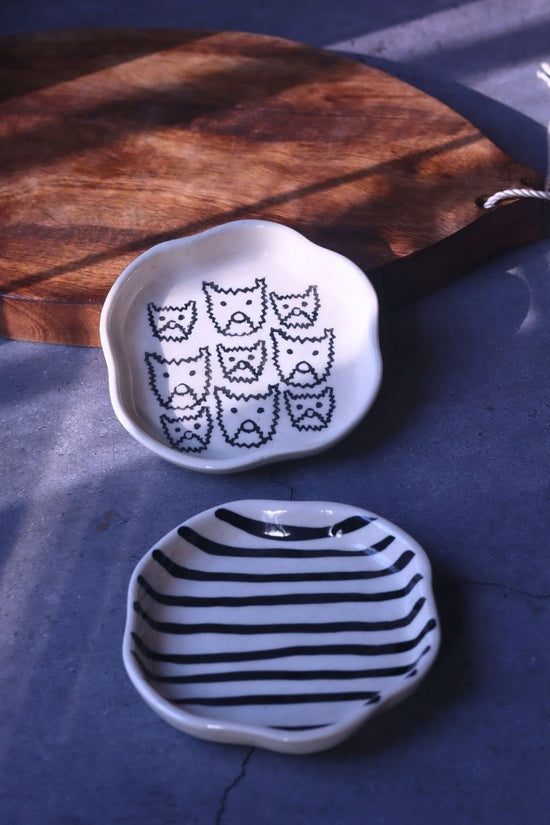 Cat & Zebra Handmade Dessert Plate made by ceramic