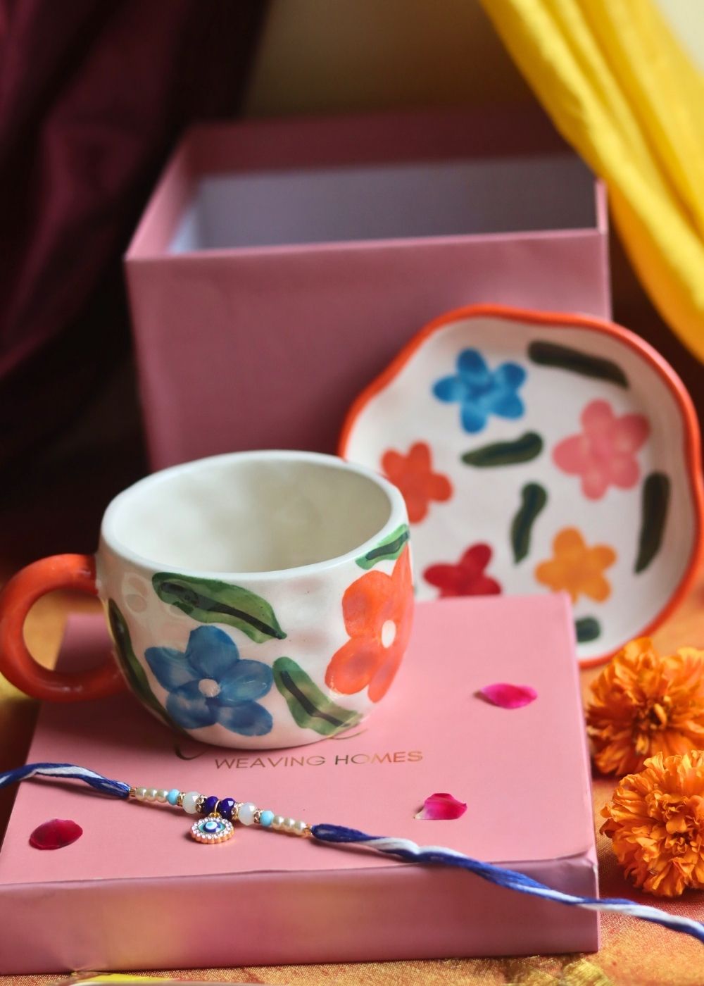 Brightday Mug & Brightday handmade Dessert Plate Rakhi Gift Box with premium quality material