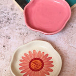 Salmon Pink & Flower Handmade Dessert Plate with premium quality material