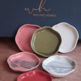 Set of 6 Neutral Ceramic Dessert Plates (for the price of 5) Diwali Gift Box handmade in india