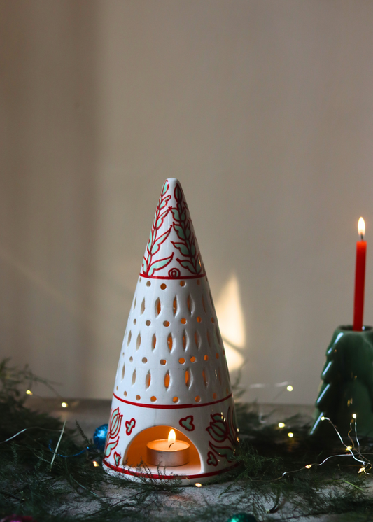 White Christmas Tree Tea Light Diffuser