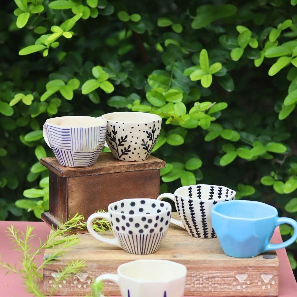handmade Set of 6 Modern Meets Classic Mug (for the price of 5)