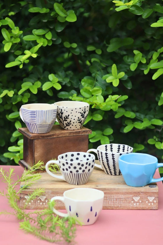 handmade Set of 6 Modern Meets Classic Mug (for the price of 5)