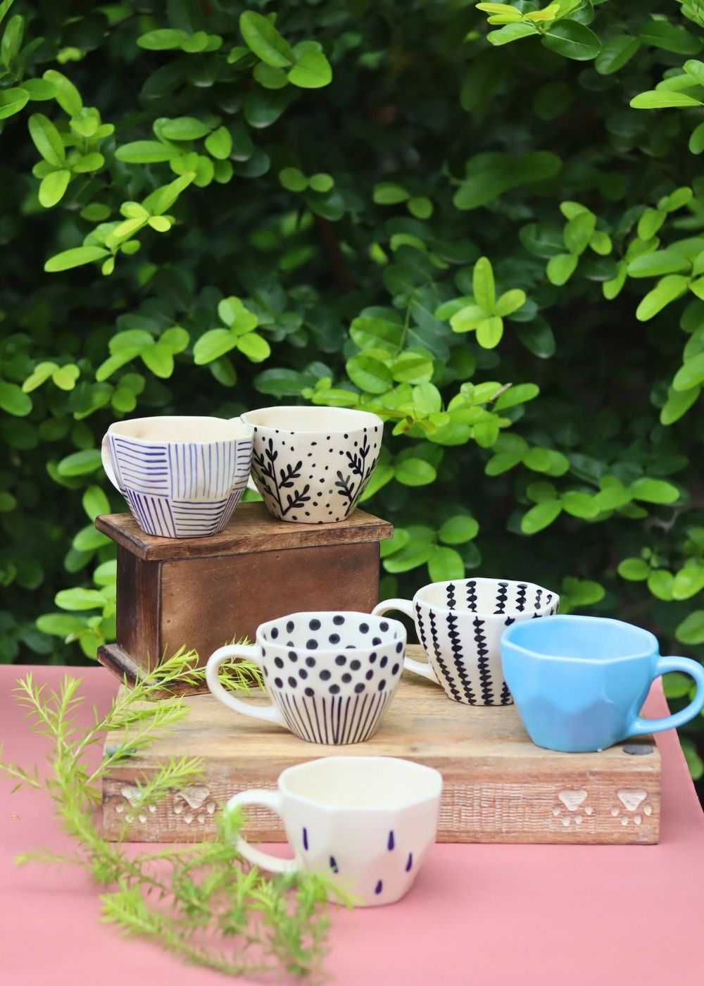 handmade Set of 6 Modern Meets Classic Mug (for the price of 5)