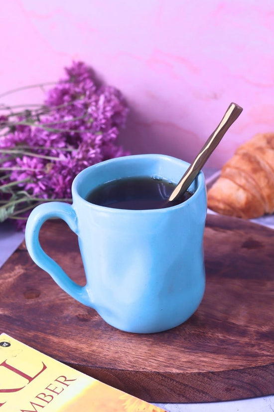 Turquoise Wavy Mug made by ceramic