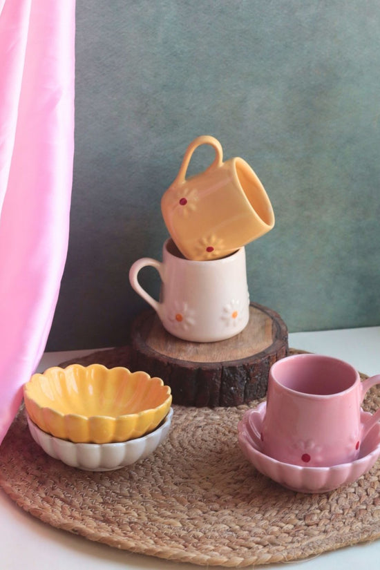 Set of 6 Lily Mug & Flower Ice Cream Bowl (for the price of 5) with premium quality material