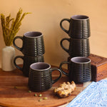 Glossy Black Coffee Mug - Set of 6 handmade in india