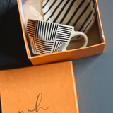 Black All Lines Mug & Zebra Dessert Plate in a gift Box