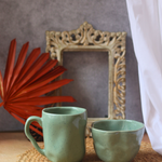 Kitchenware coffee mug & bowl sage green color