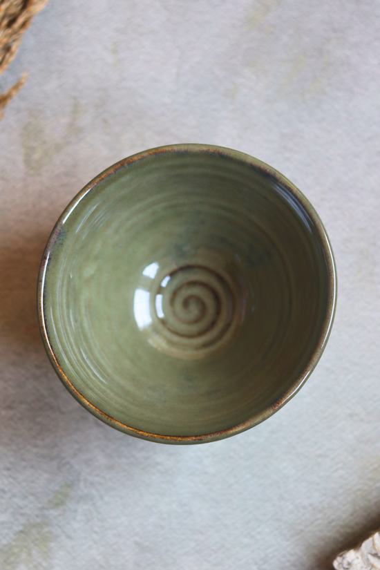 Olive ramen handmade ceramic bowl 