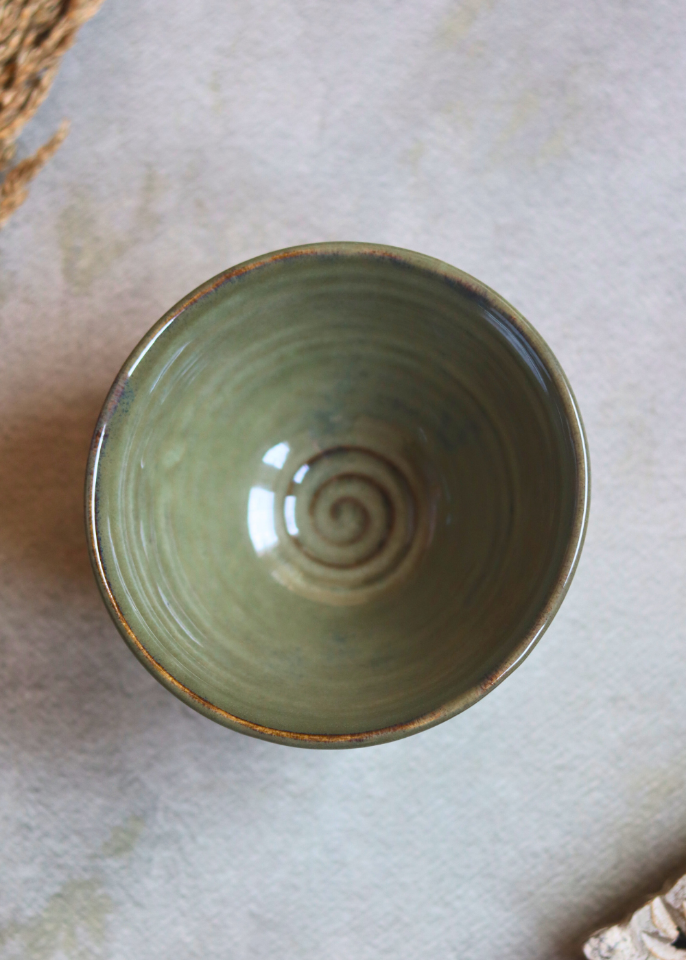 Olive ramen handmade ceramic bowl 