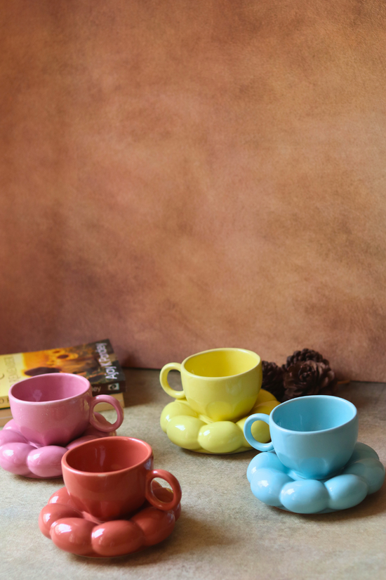 sunflower cup & saucer made by ceramic 