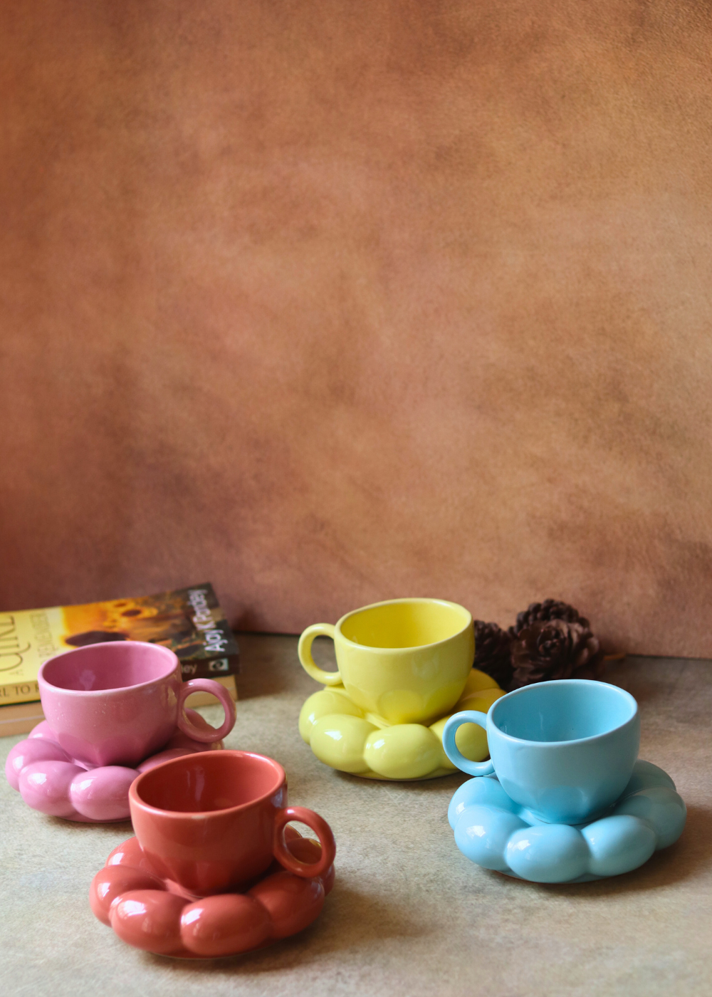 sunflower cup & saucer made by ceramic 