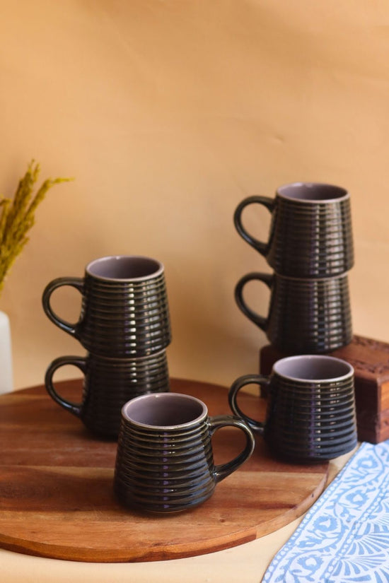 Glossy Black Coffee Mug - Set of 6 with premium quality mateial