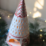 Christmas tree tea light diffuser handmade ceramic 