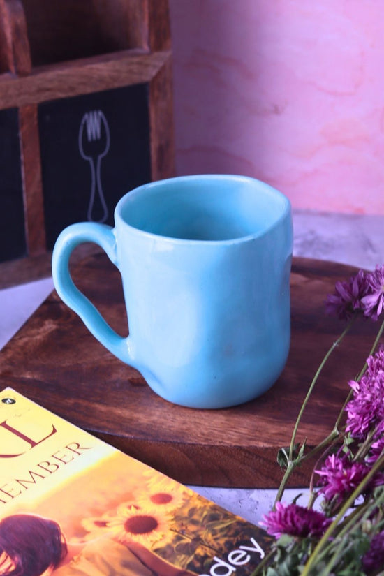 Handmade Turquoise Wavy Mug