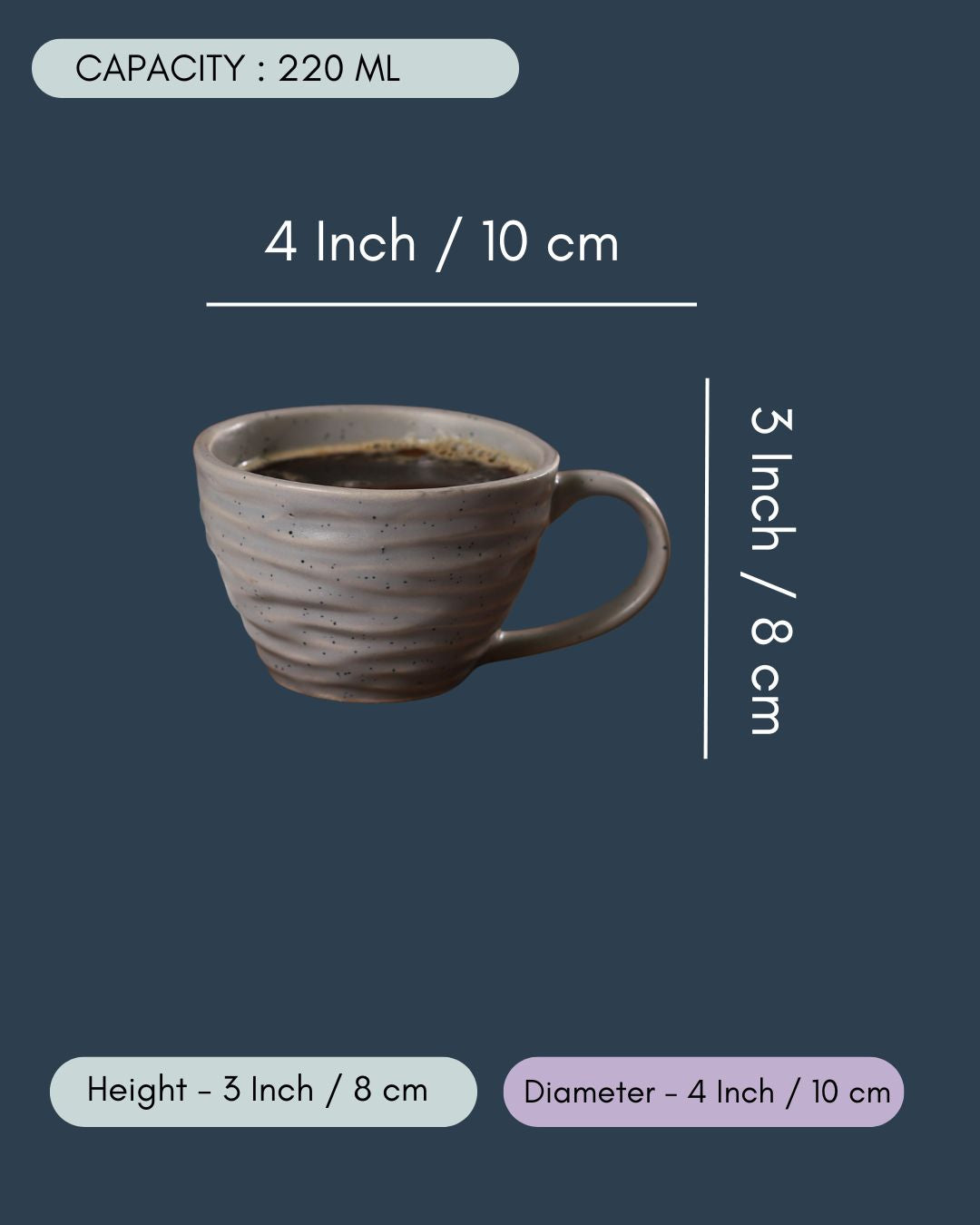 Grey Twirl Coffee Mug in a Gift Box - Set of 2