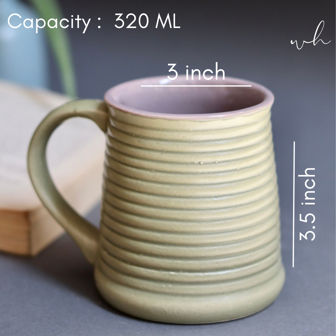 Army green & grey coffee mug - tall height & breadth